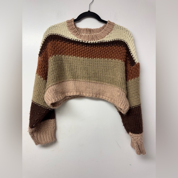 Altar’d State Cropped Chunky Knit Sweater Medium Earth Tone cottagecore cozy X - Picture 2 of 6